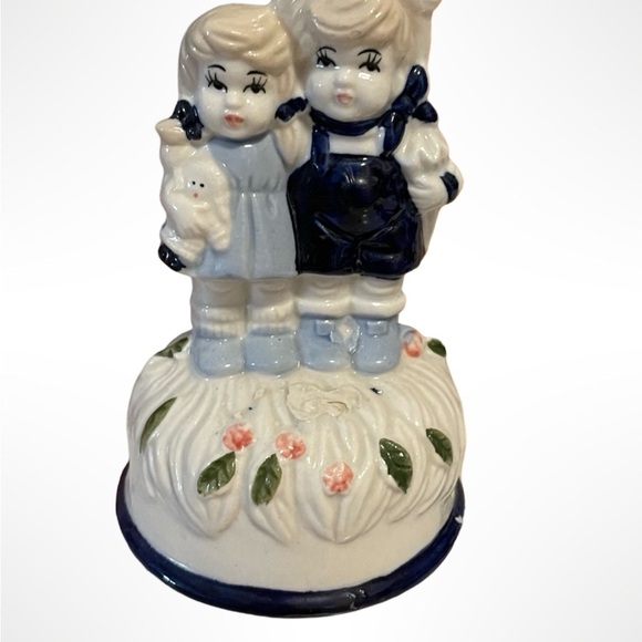 Charming Ceramic music box with Blue Accents - Picture 1 of 2